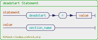 +%22deadstart+Statement%22+%7B+statement+%3D+%22deadstart%22+%22%3D%22+value+.+value+%3D+%22section_name%22+.+%7D